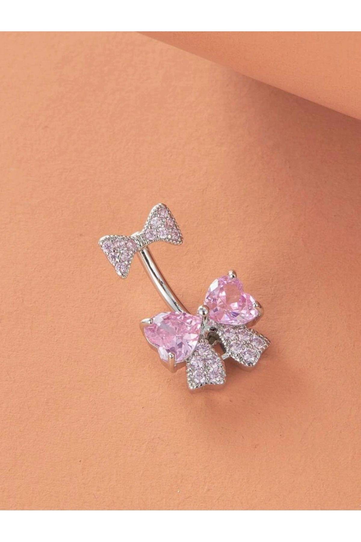 Y2k Coquette Pembe Fiyonklu Piercing.