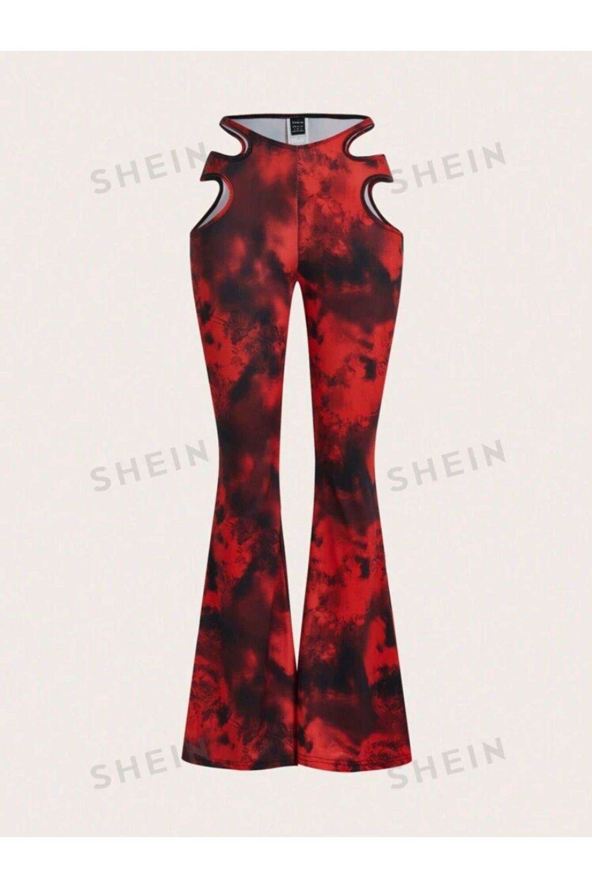 Y2k Grunge Kırmızı Batik İspanyol Pantolon