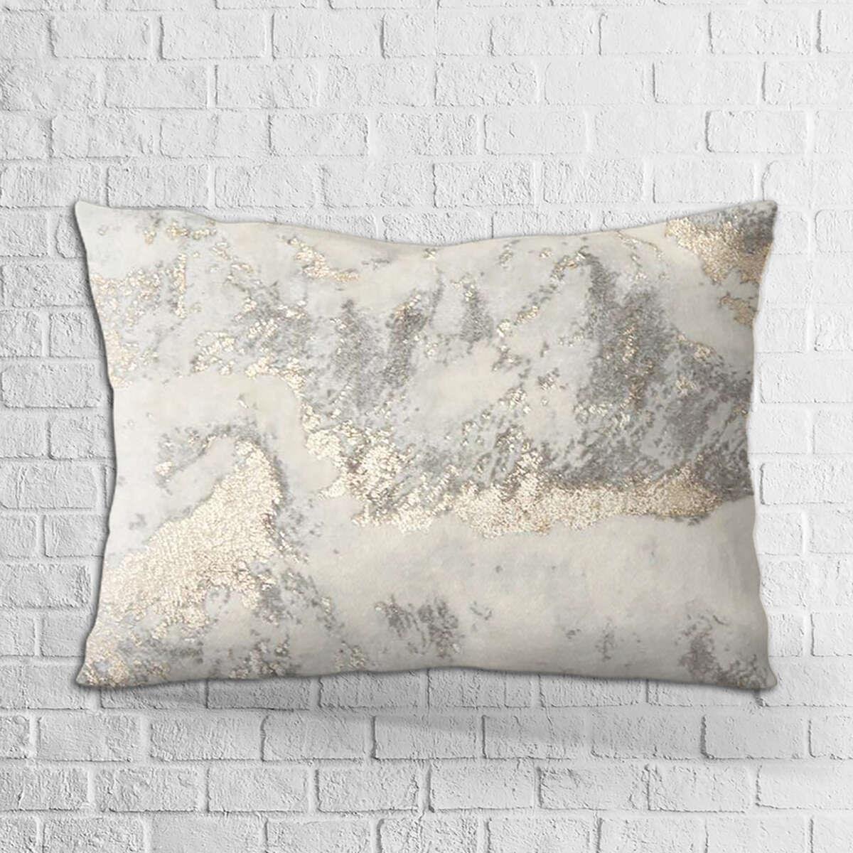 Çift Taraflı 35x50 Beyaz Gri Soyut Dekoratif Desenli Dijital Baskılı Kırlent Kılıfı - OTYK347-3550