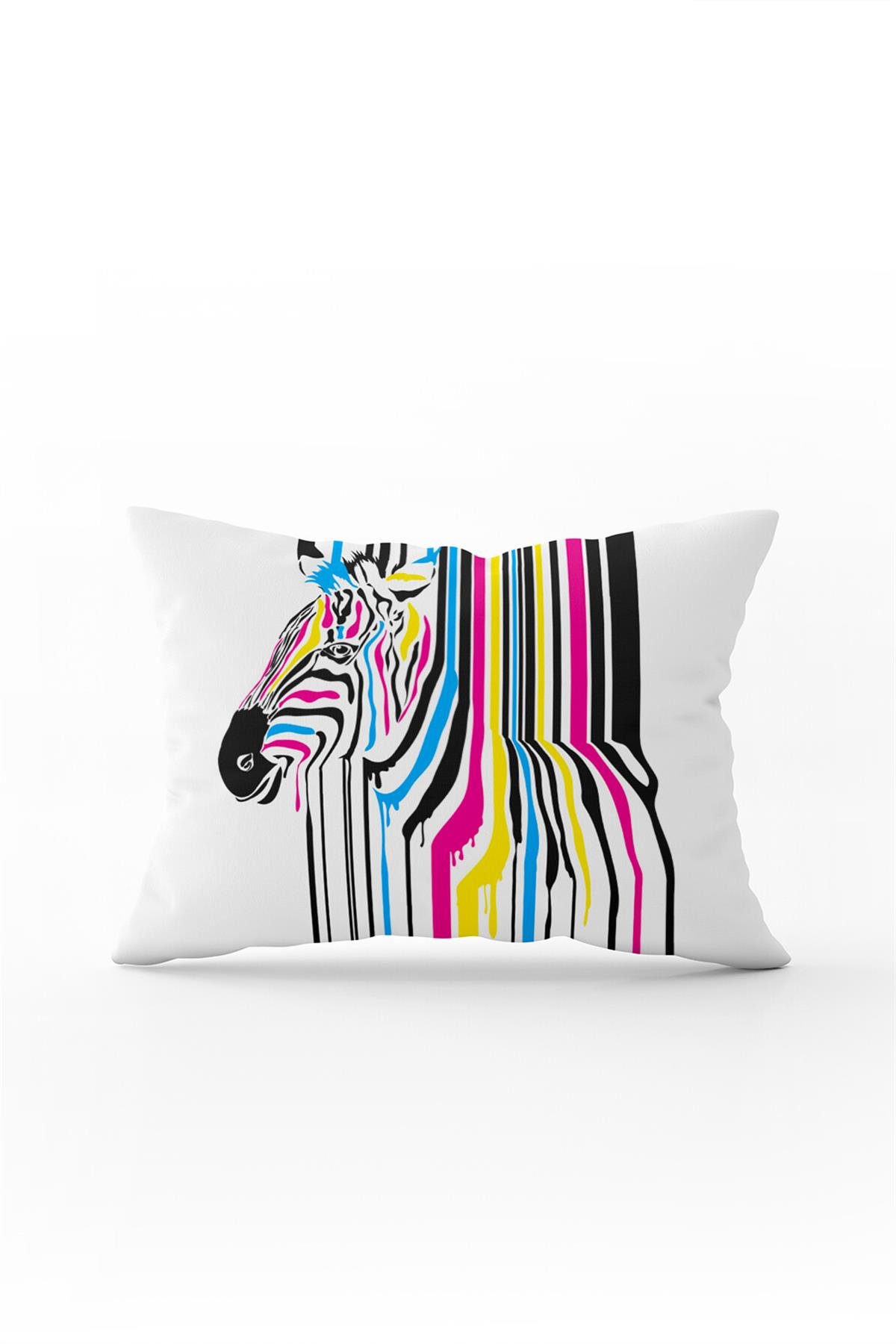 Çift Taraflı 35x50 Beyaz Mavi Pembe Zebra Kırlent Yastık Kılıfı - CGH033-3550
