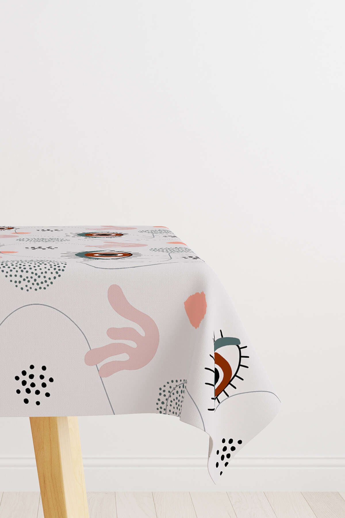 Gri Pembe Modern Göz Desenli Masaörtüsü CGH248-MS