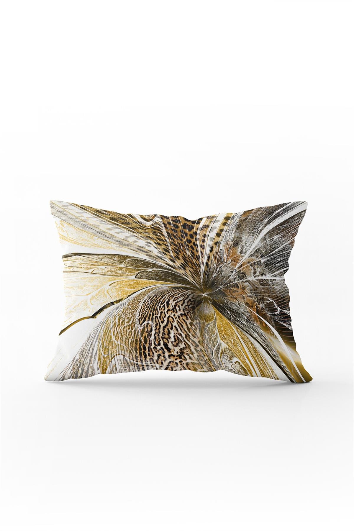 Kahverengi Beyaz Modern Leopar Desenli Dijital Baskı Kırlent Yastık Kılıfı - CGH380-3550 Çift Tarafı Baskılı