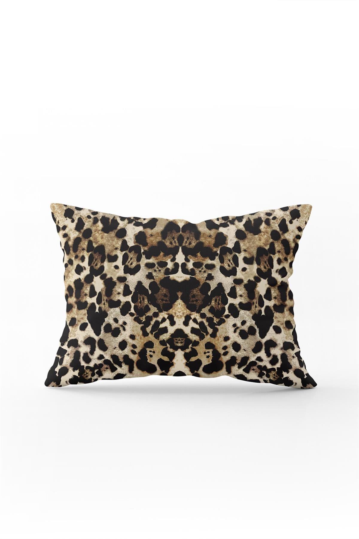 Kahverengi Siyah Leopar Desenli Dijital Baskı Kırlent Yastık Kılıfı - CGH376-3550 Çift Tarafı Baskılı