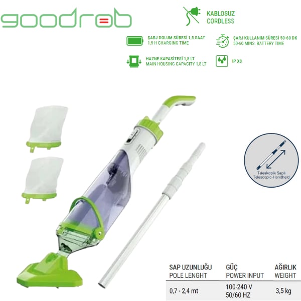 Goodrob Easy Kablosuz, Şarj Edilebilir Havuz SüpürgesiHavuz RobotlarıGoodrob19815273202