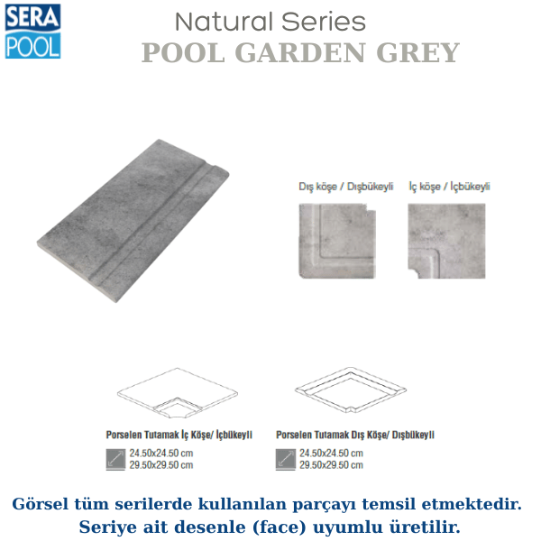 Pool Garden Grey Porselen Tutamak Köşe İç/Dış BükeyliPorselen TutamakSerapoolPGGKOSEHB