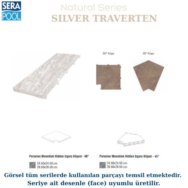 Silver Traverten Porselen Monoblok Hidden Izgara Köşe ParçasıPorselen IzgaraSerapoolSTKOSEGHM