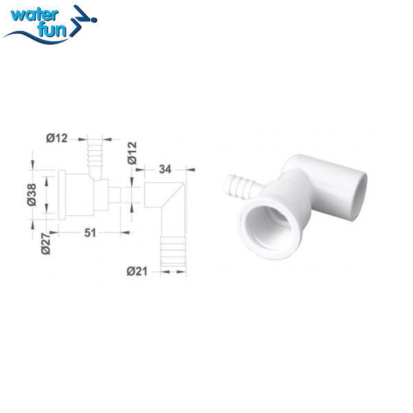 Waterfun Jakuzi Kollektörü Ø10 mm Hava Girişi, Ø15 mm Su GirişiJakuzi & Spa EkipmanlarıWater Fun43018123001