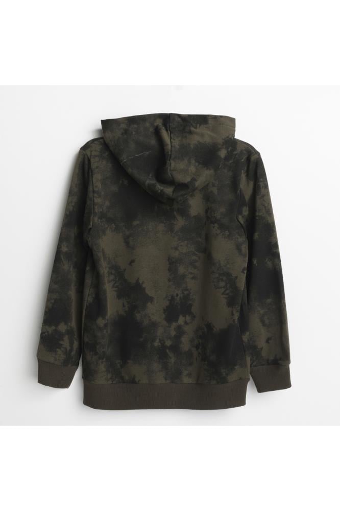 321361Erkek Çocuk Batik Desenli Kapşonlu Fermuar Sweatshirt 1-5 Yaş
