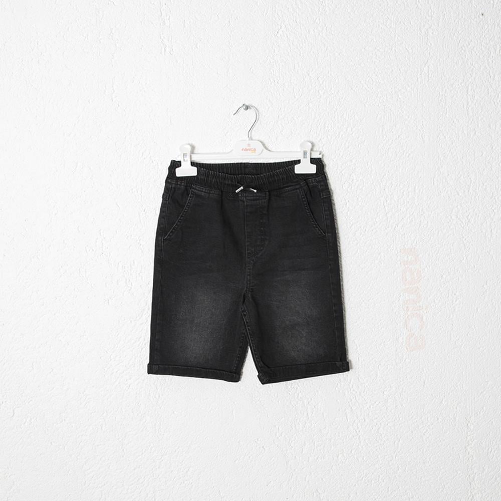124233Erkek Çocuk Beli Lastikli Denim Şort 6-16 Yaş
