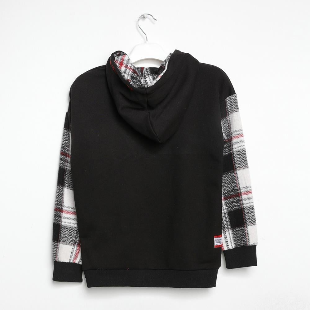 322307Erkek Çocuk Ekose Desenli Kapşonlu Sweatshirt 6-16 Yaş