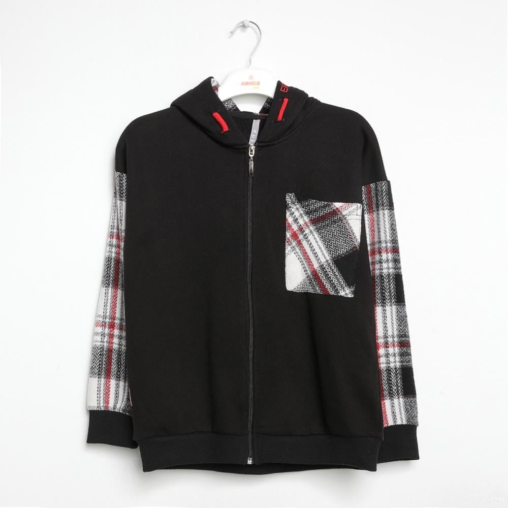 322307Erkek Çocuk Ekose Desenli Kapşonlu Sweatshirt 6-16 Yaş
