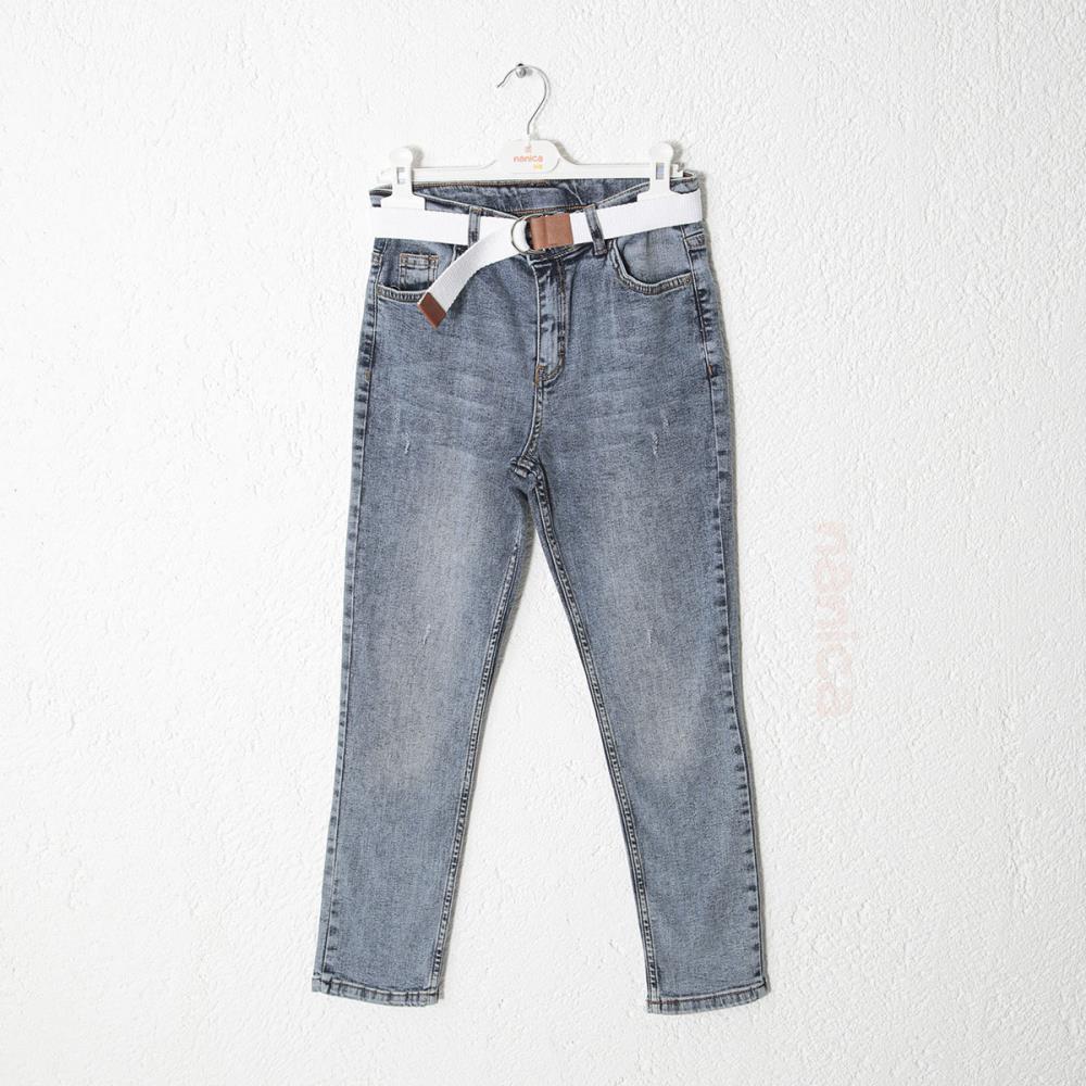 124238Erkek Çocuk Kemerli Beli Lastikli Denim Pantolon 1-5 Yaş
