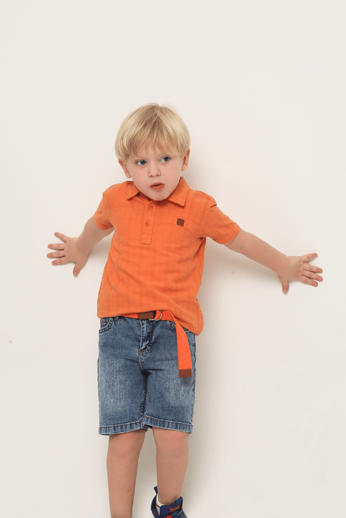 124236Erkek Çocuk Kemerli Denim Şort 1-5 Yaş