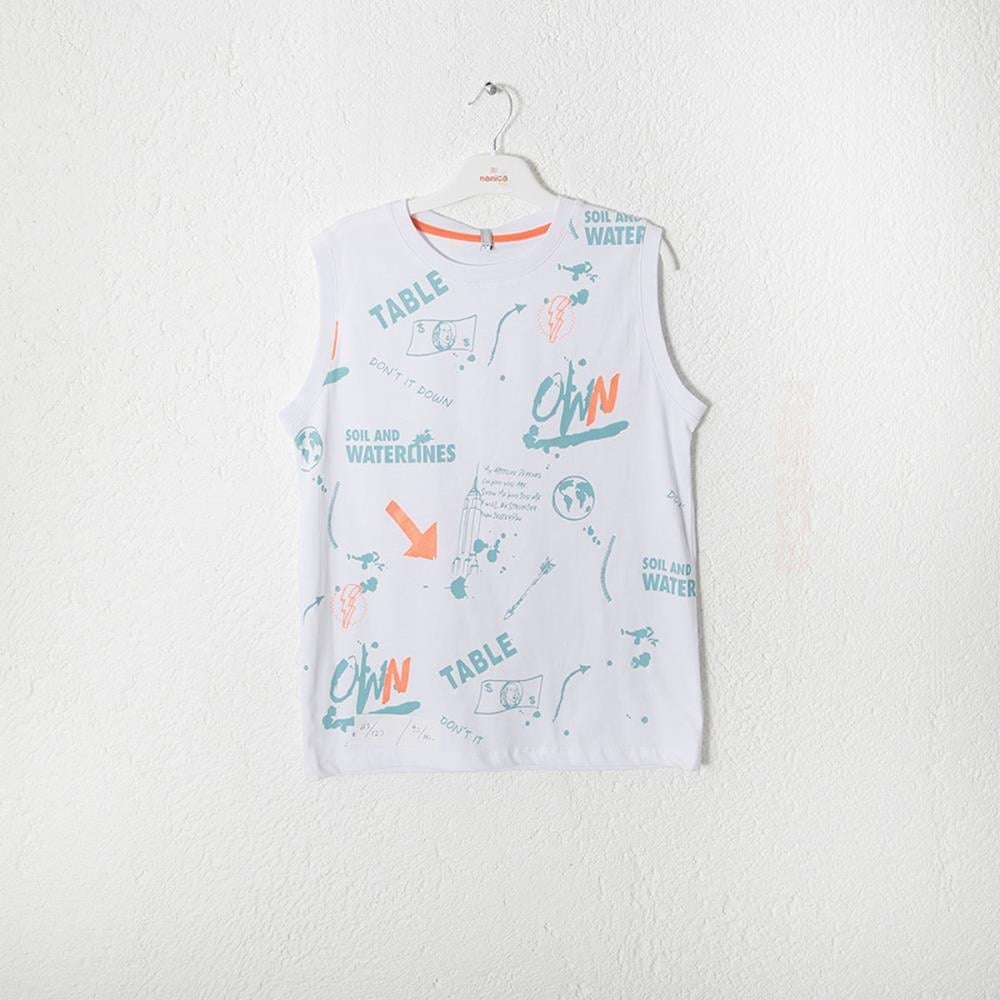 124321Erkek Çocuk Pano Baskılı Kolsuz T-Shirt 6-16 Yaş