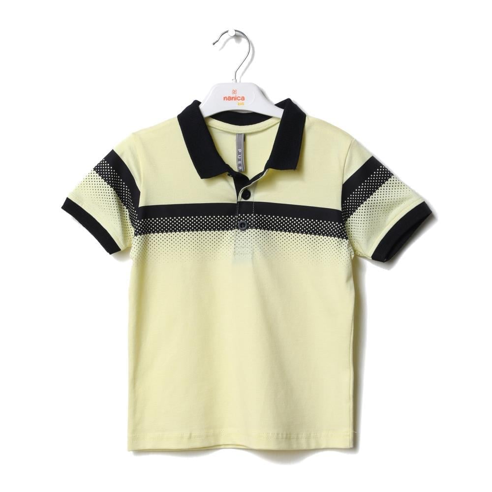 123307Erkek Çocuk Polo Yaka Baskılı T-Shirt 6-16 Yaş