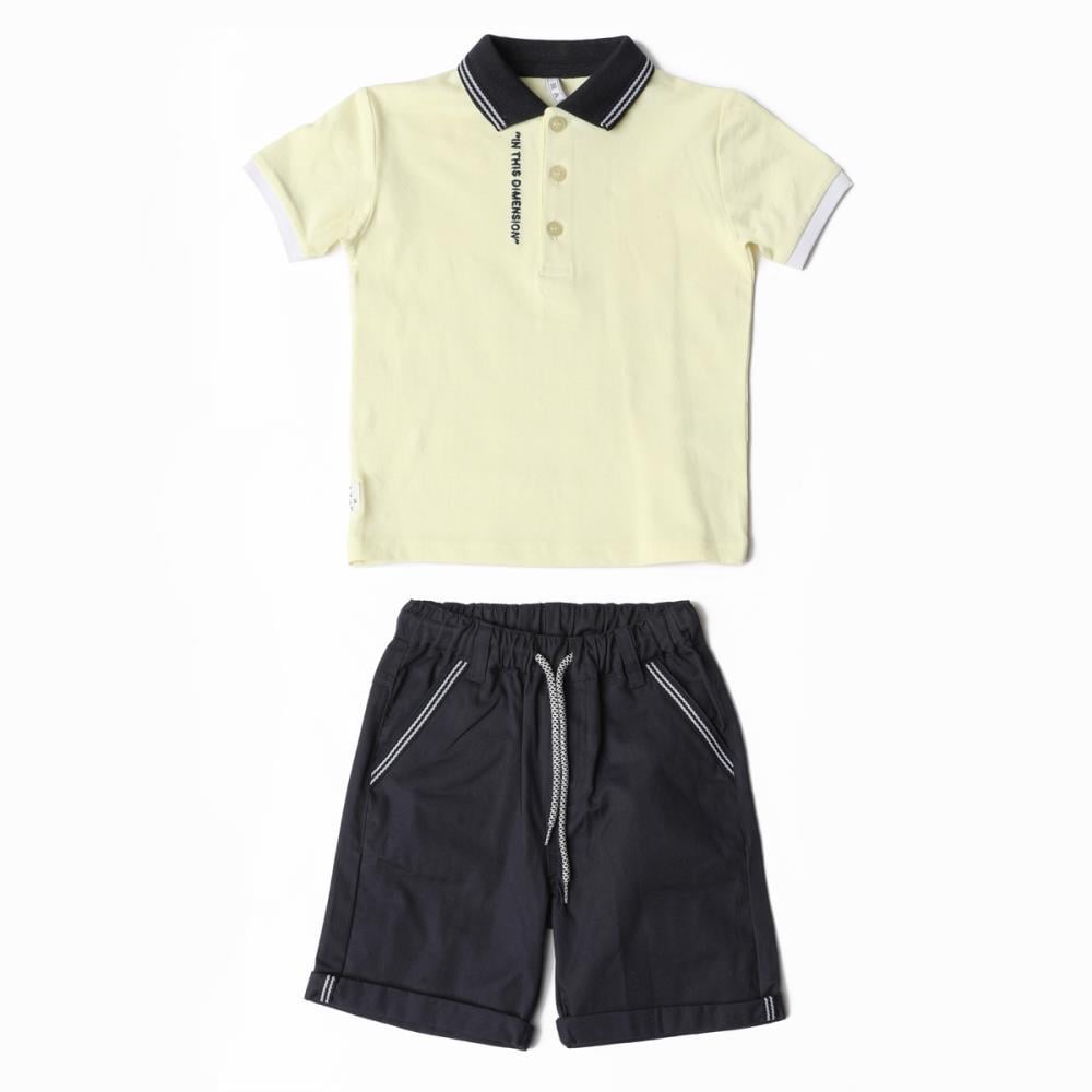 122613Erkek Çocuk Polo Yaka T-Shirt Şort 2'Li Takım 4-8 Yaş