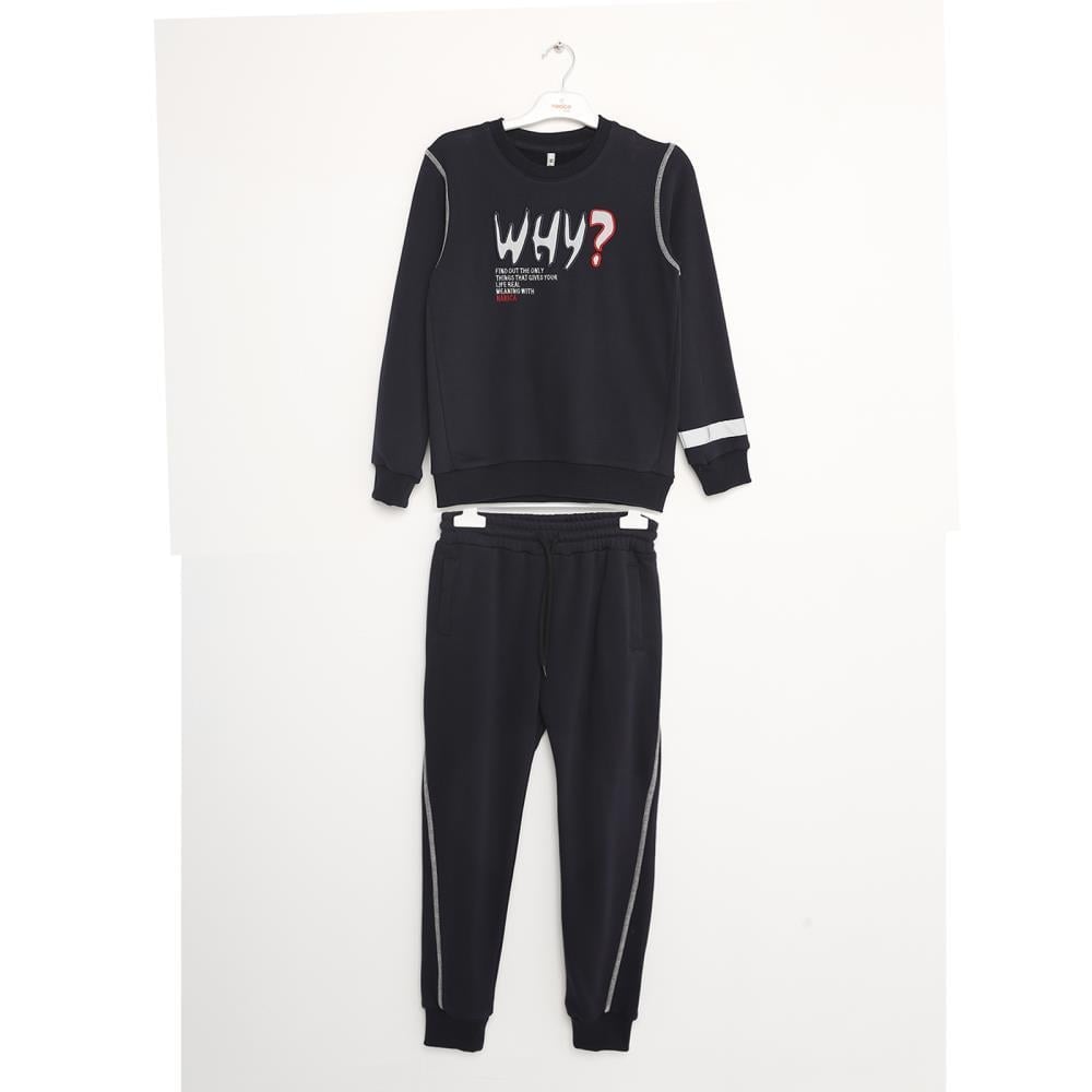 323903Erkek Çocuk Reflektör Sweatshirt Pantolon Eşofman 2'Li Takım 6-16 Yaş