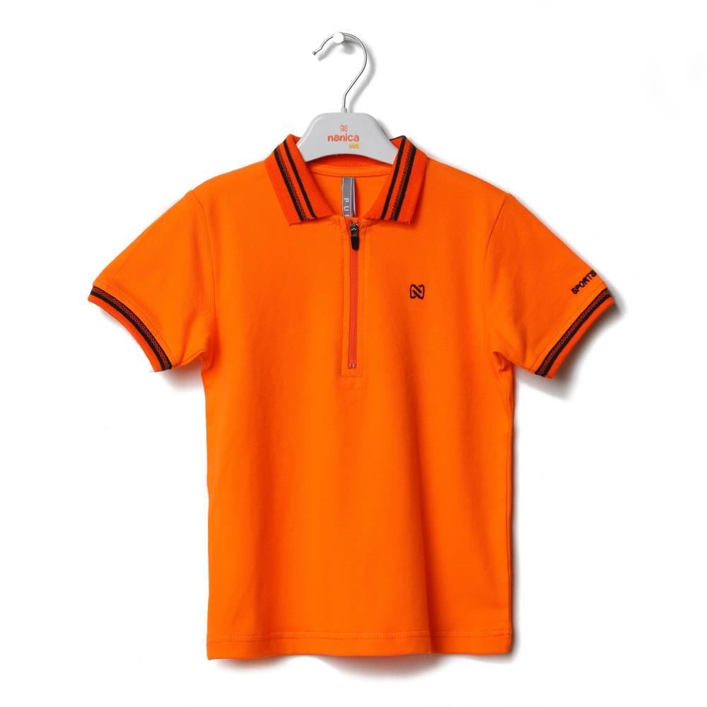 123305Erkek Garson Fermuarlı Polo Yaka Pike T-Shirt 6-16 Yaş