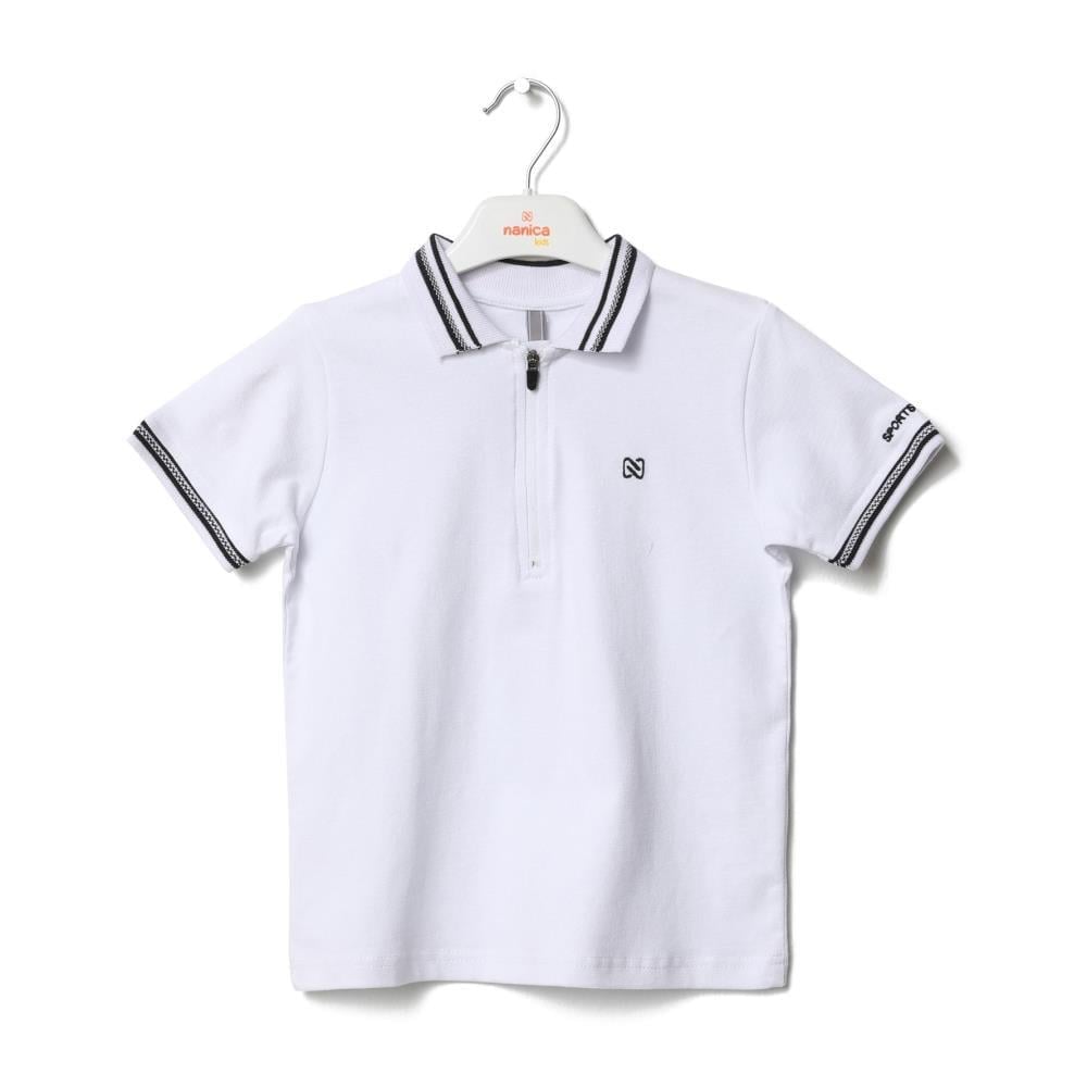 123305Erkek Garson Fermuarlı Polo Yaka Pike T-Shirt 6-16 Yaş