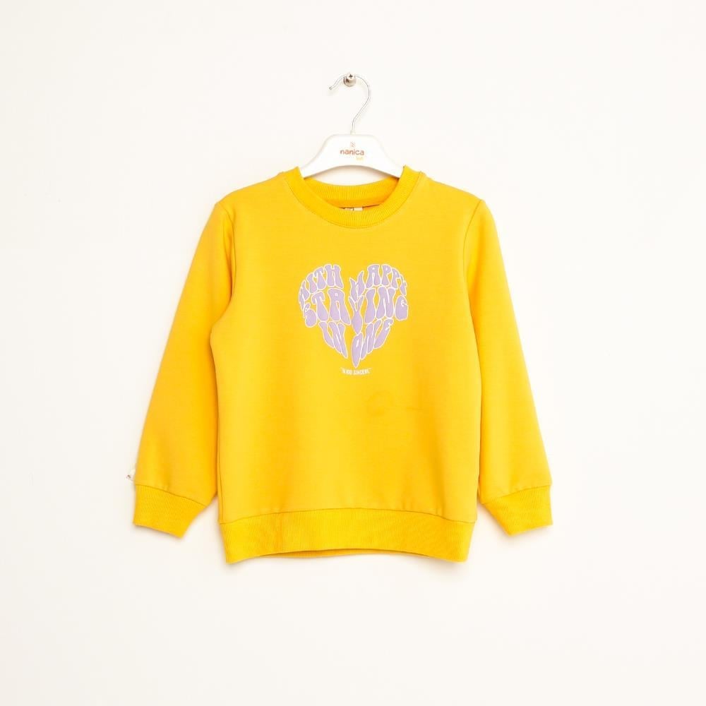 423301Kız Çocuk Baskılı Cotton Sweatshirt 1-5 Yaş