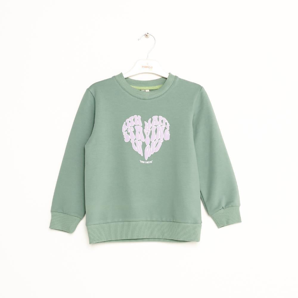 423301Kız Çocuk Baskılı Cotton Sweatshirt 1-5 Yaş