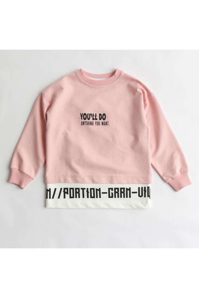 421602Kız Çocuk Baskılı Sweatshirt Tayt Takım 1-5 Yaş