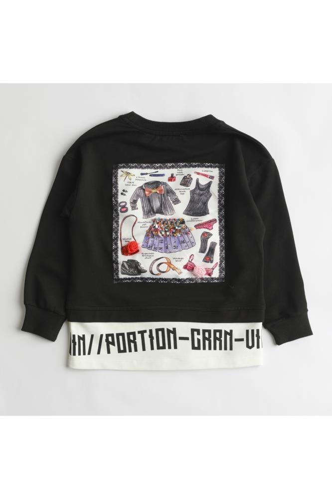 421602Kız Çocuk Baskılı Sweatshirt Tayt Takım 1-5 Yaş