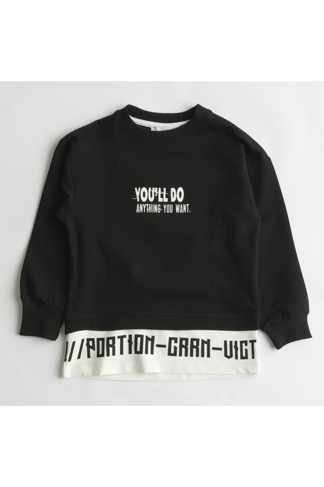 421602Kız Çocuk Baskılı Sweatshirt Tayt Takım 1-5 Yaş