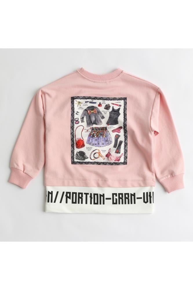 421602Kız Çocuk Baskılı Sweatshirt Tayt Takım 1-5 Yaş