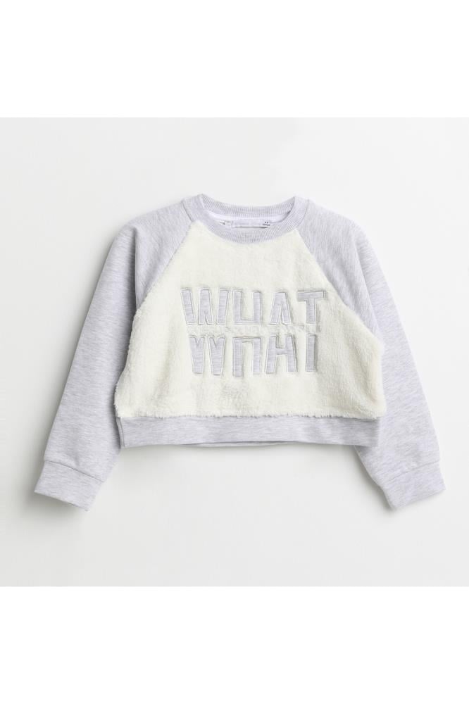 421302Kız Çocuk Bskılı Crop Sweatshirt 1-5 Yaş
