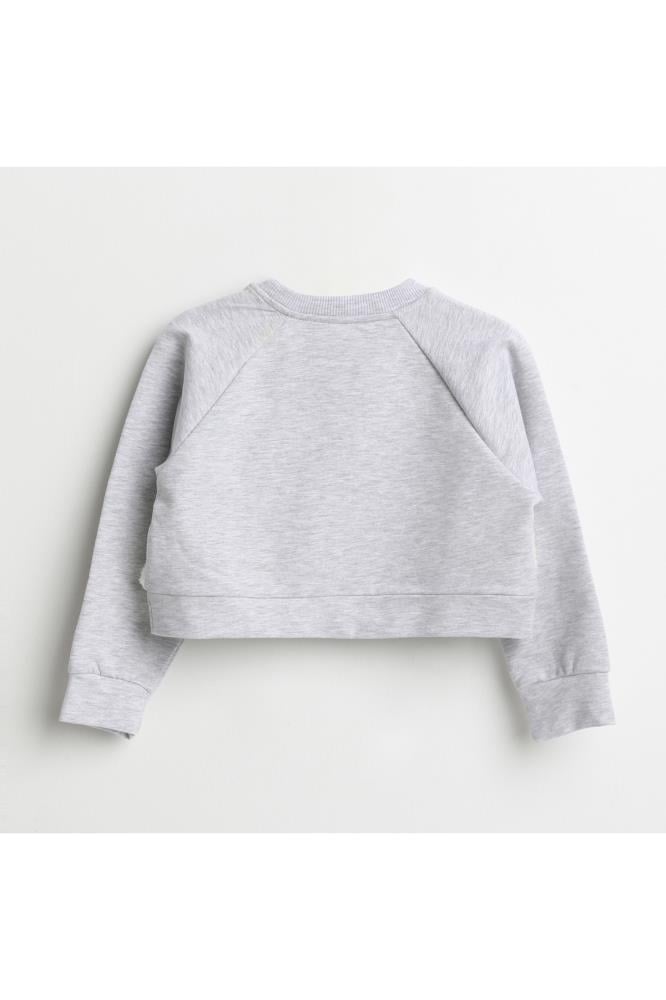 421302Kız Çocuk Bskılı Crop Sweatshirt 1-5 Yaş