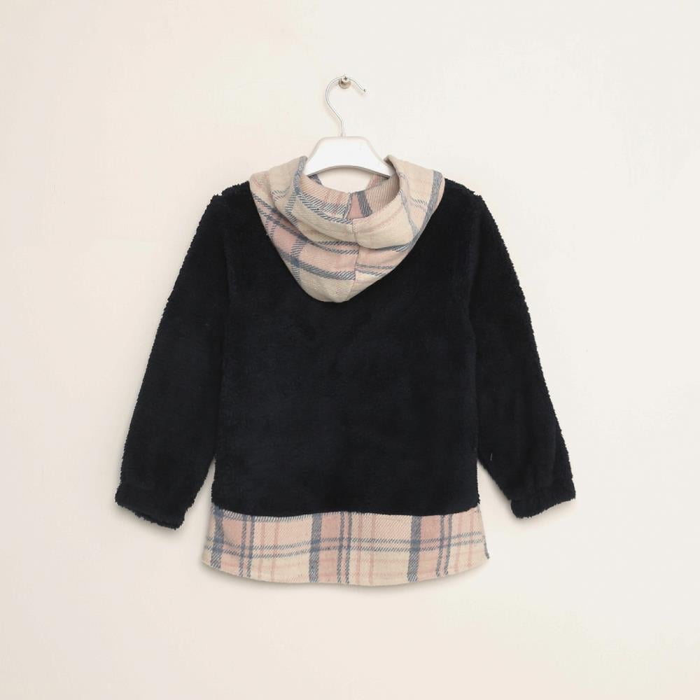 423303Kız Çocuk Ekoseli Peluş Sweatshirt 6-16 Yaş