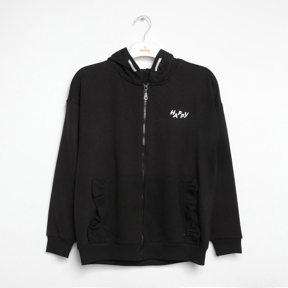 422301Kız Çocuk Kapşonlu Fermuarlı Sweatshirt 1-5 Yaş