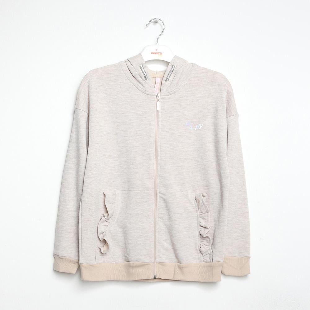 422301Kız Çocuk Kapşonlu Fermuarlı Sweatshirt 1-5 Yaş