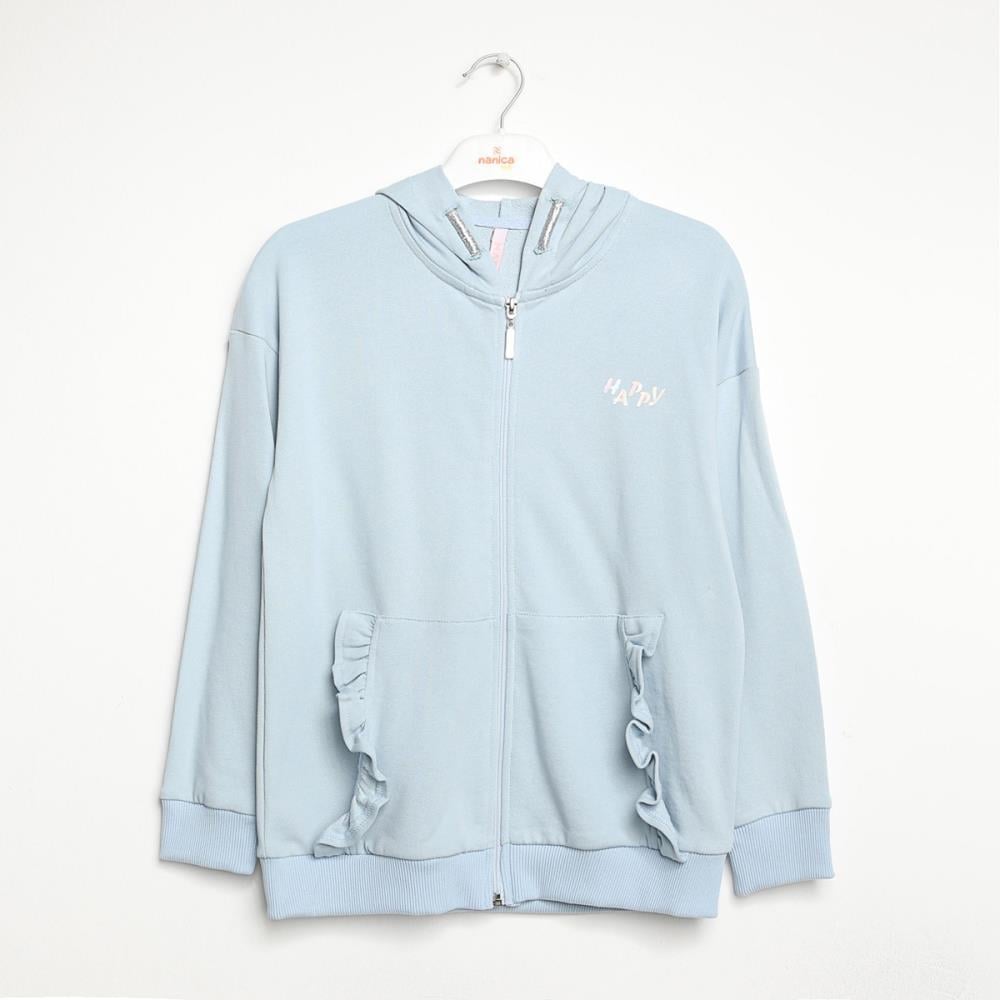 422301Kız Çocuk Kapşonlu Fermuarlı Sweatshirt 1-5 Yaş