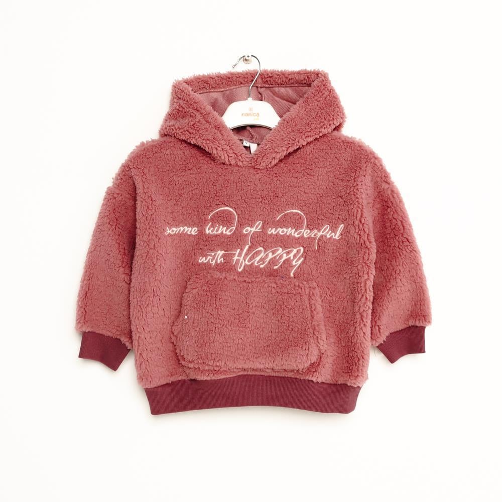 423306Kız Çocuk Kapşonlu Peluş Sweatshirt 1-5 Yaş