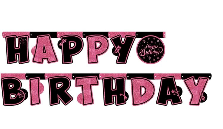 PİNK STAR HAPPY BIRTHDAY BANNER