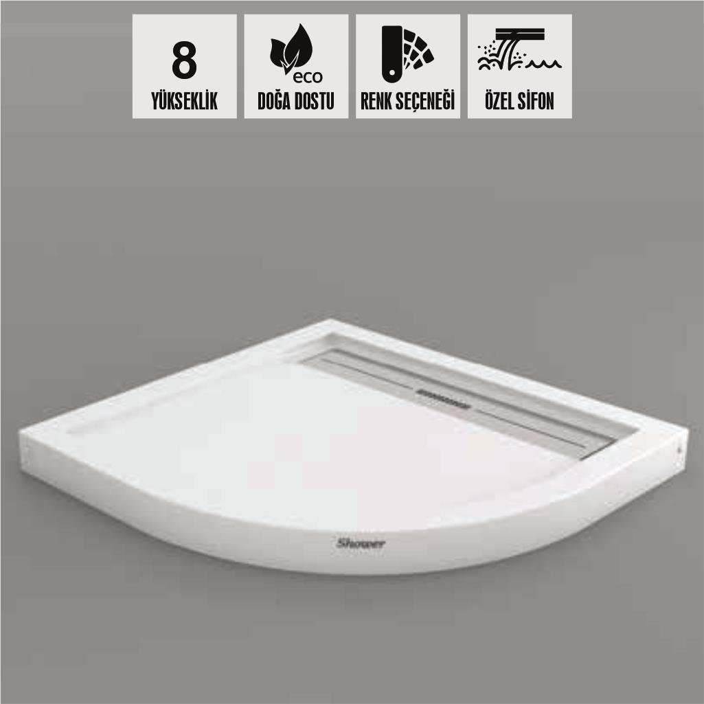 SHOWER Drop Oval Dus Teknesi H=8 cm, Monoblok