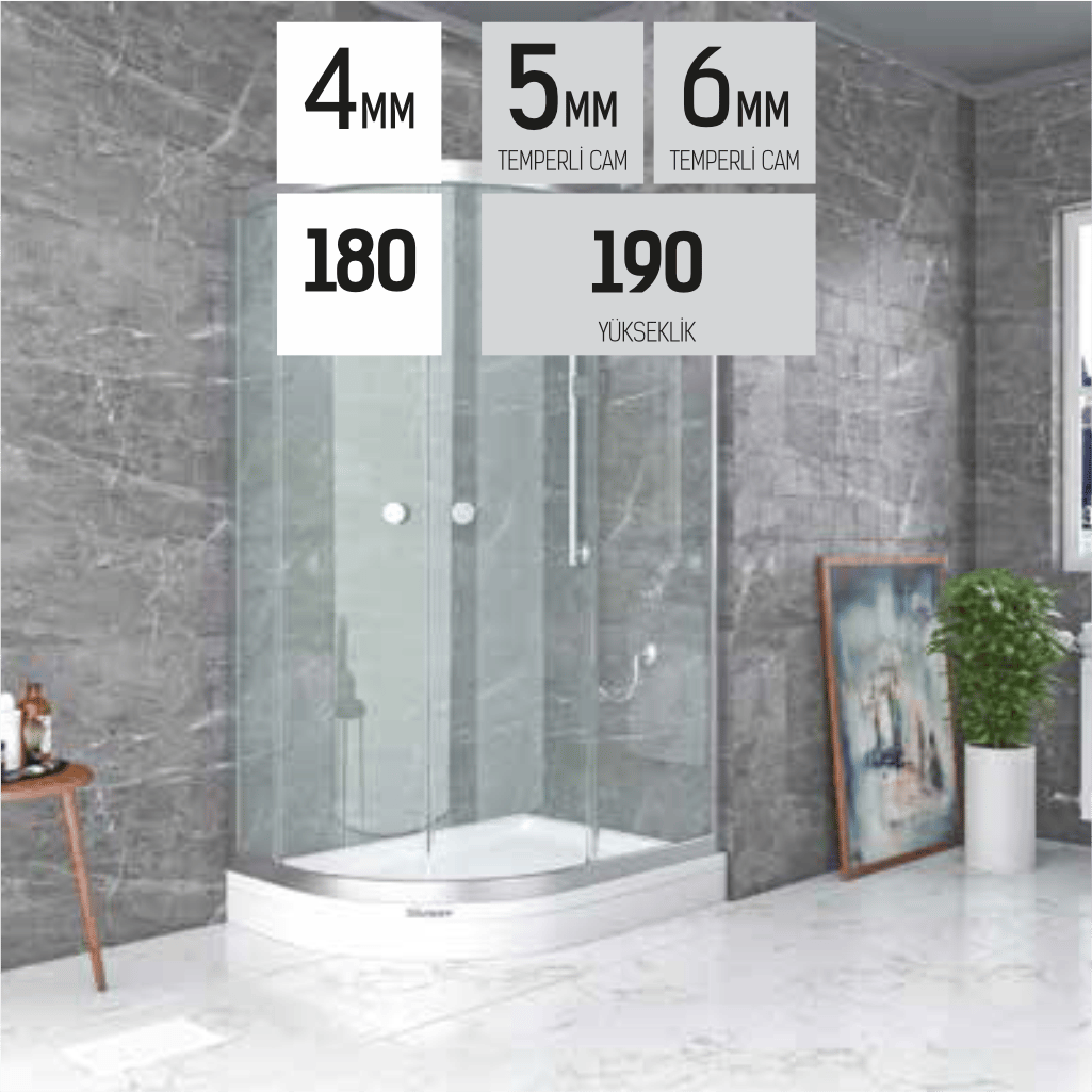 SHOWER SATURN 2 Sabit 2 Çalışır Asimetrik Tekne Üzeri Kabin