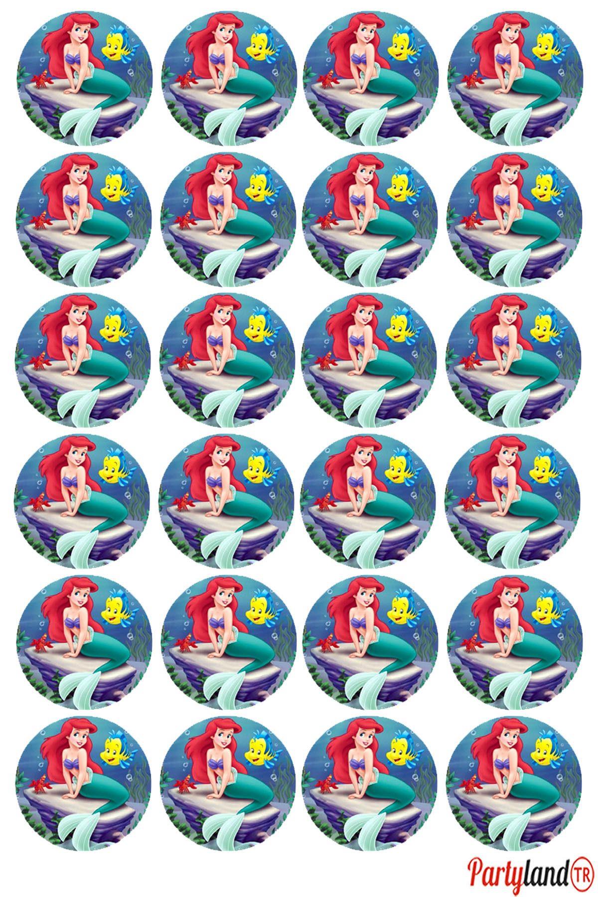 Deniz Kızı 5 cm. Yapışkanlı Yuvarlak Etiket - Sticker 24 Adet
