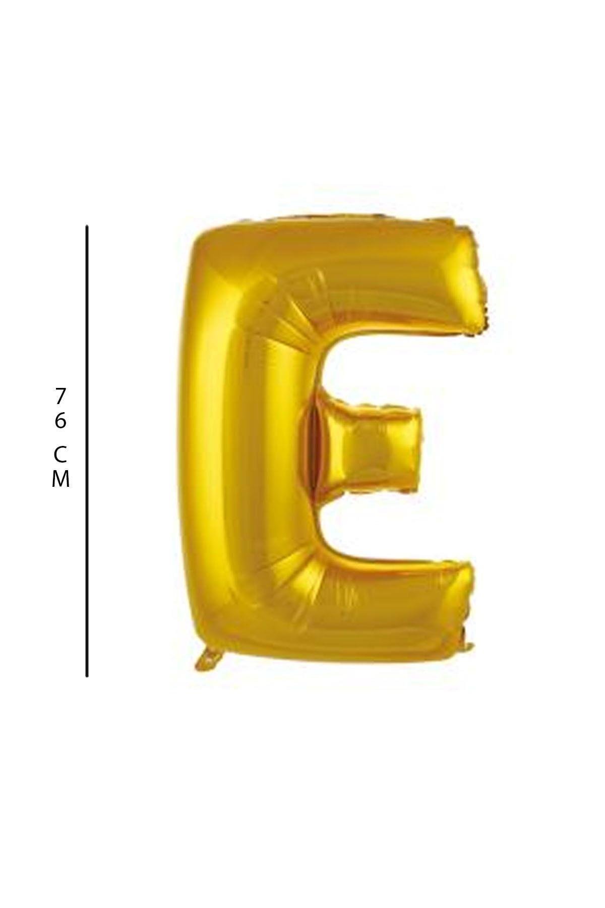 E - Harfi 76 Cm. Gold Folyo Balon