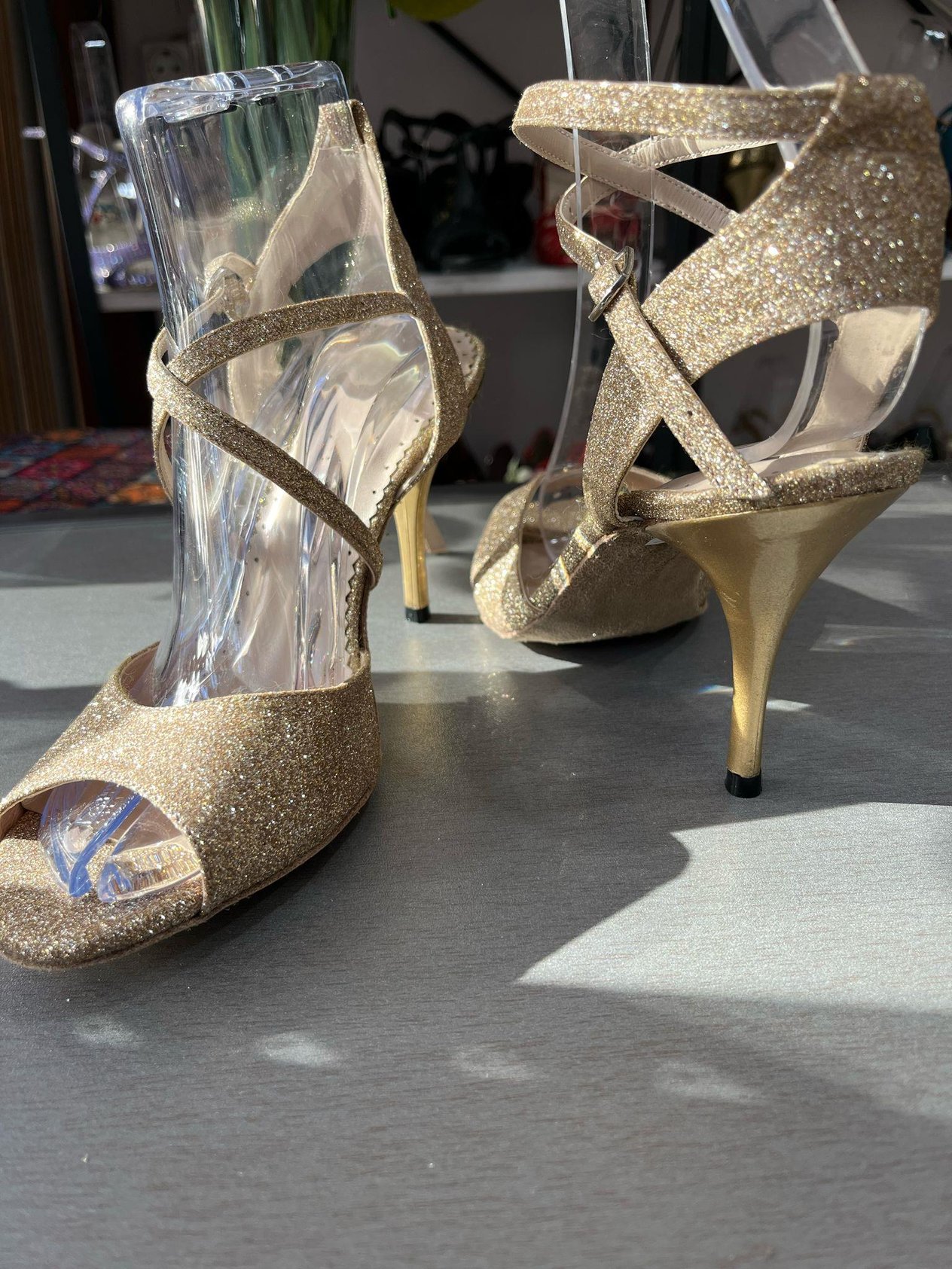 LAME SİMLİ KELEBEK MODEL KADIN TANGO-DANS VE SALON AYAKKABISI 8,5 CM(13PONT)TOPUK BOYUNDA ENMODAMODE