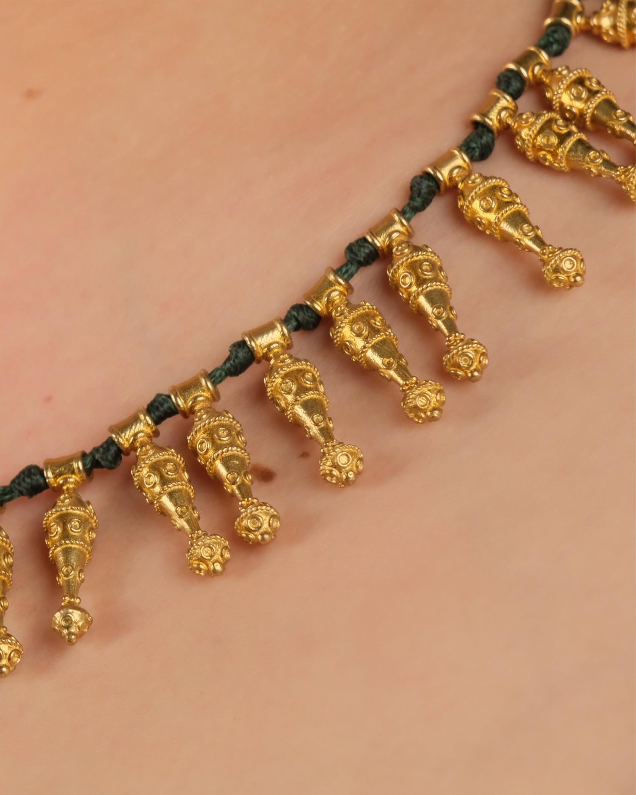 Polimooi El Yapımı Boho Vintage Bronz Taş Sallantılı Kolye – Etnik Statement Takı