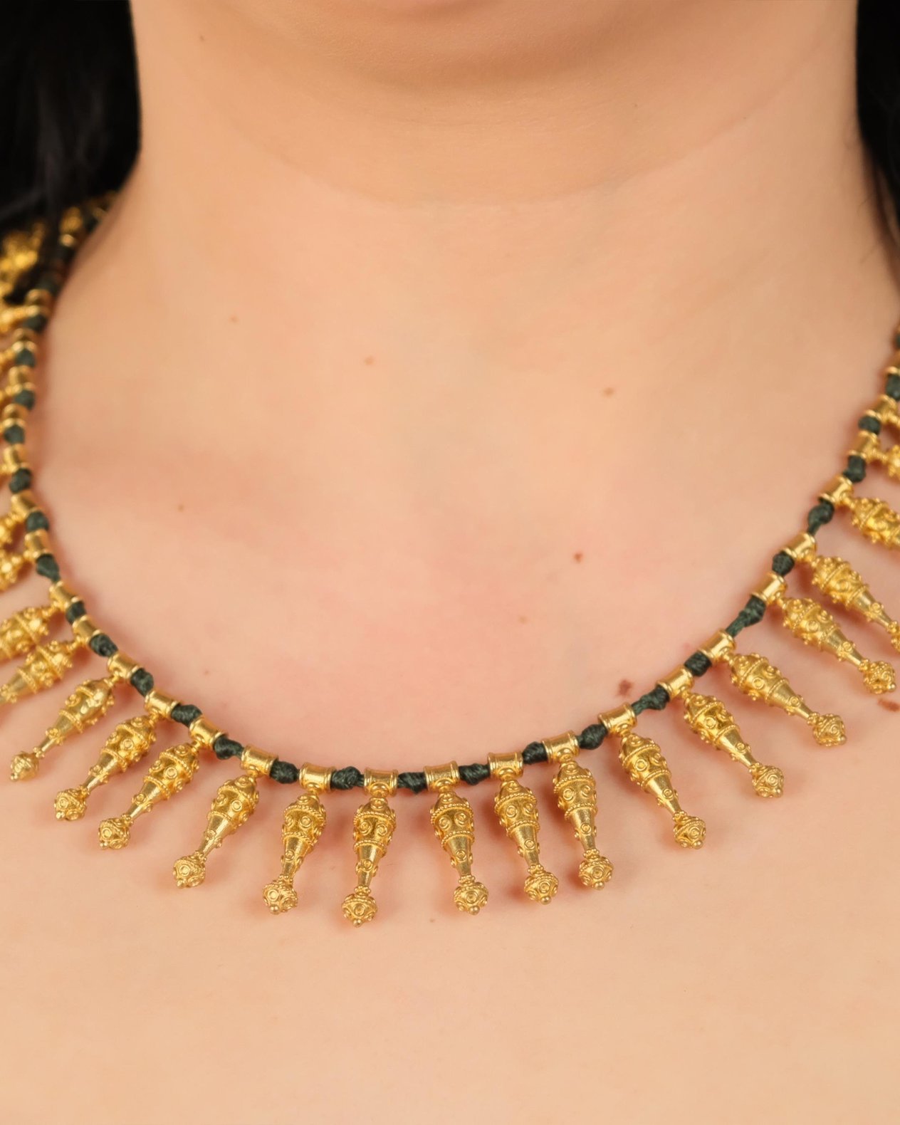 Polimooi El Yapımı Boho Vintage Bronz Taş Sallantılı Kolye – Etnik Statement Takı
