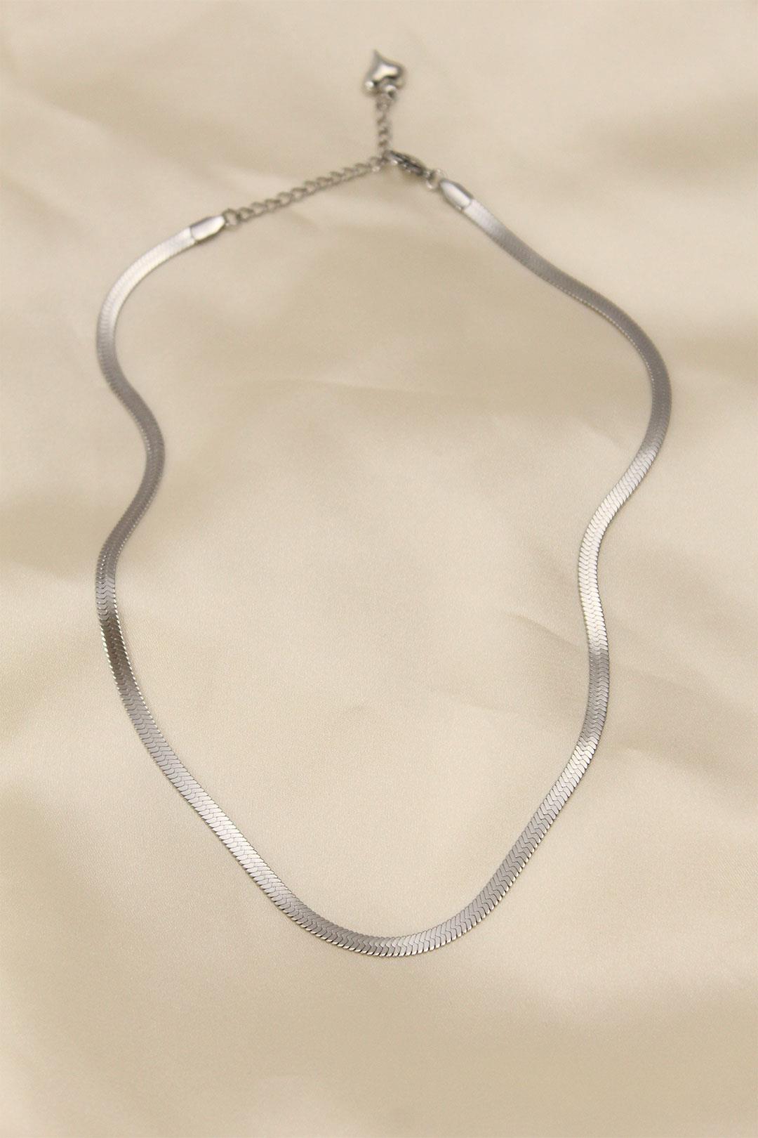316L Çelik Silver Renk 45 cm İtalyan Zincir Model Kadın Kolye * PRT3500EB00105