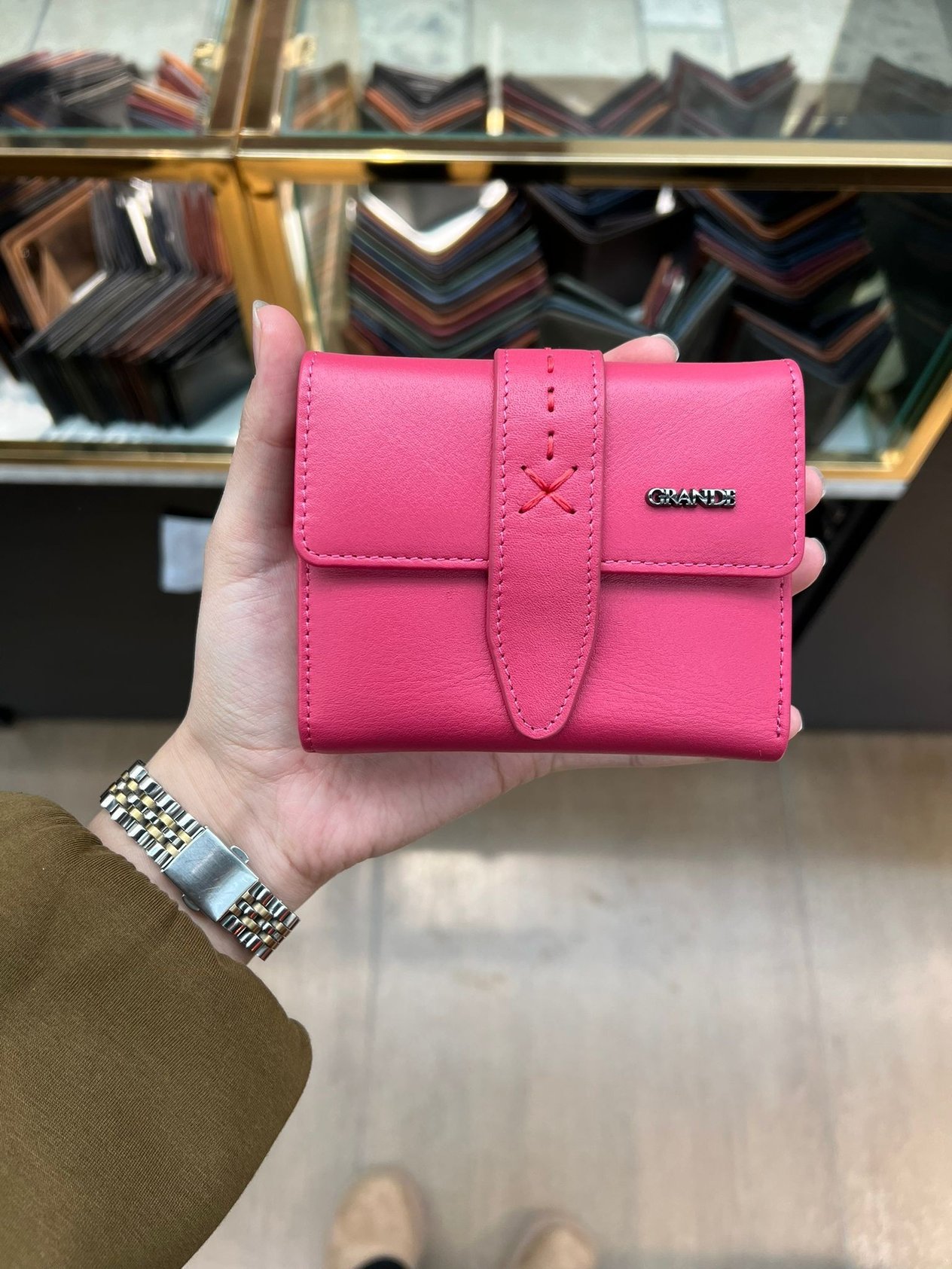 Grande Hakiki Deri Kadın Cüzdanı Pembe 2633