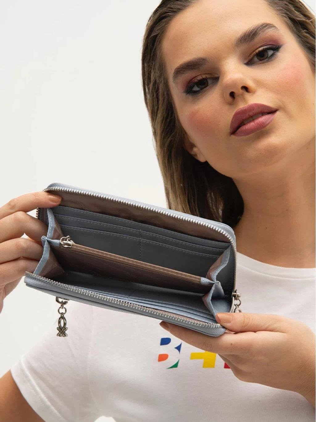 United Colors Of Benetton BNT1212 Kumaş Mavi Kadın Cüzdanı