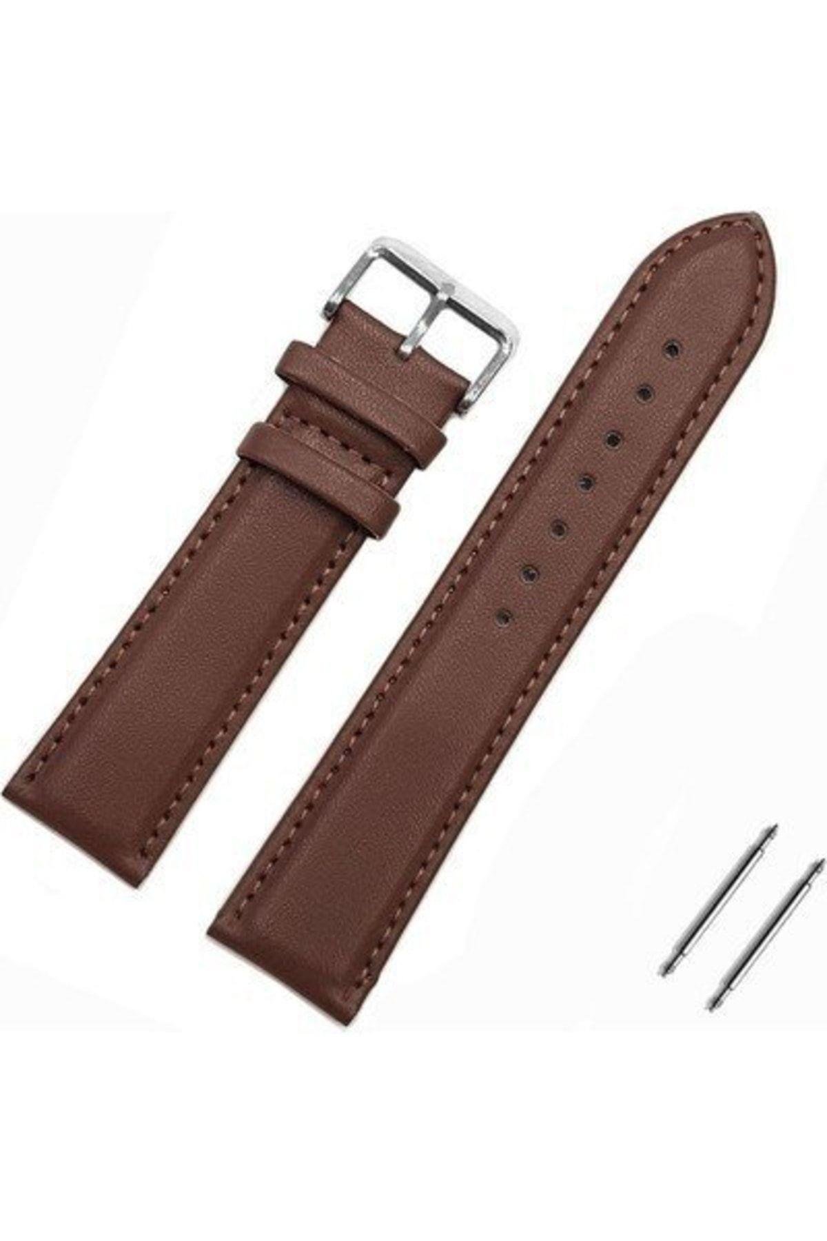 Fossil Saat Uyumlu 16mm Klasik Kahverengi Sentetik Deri Saat Kordonu Kayışı
