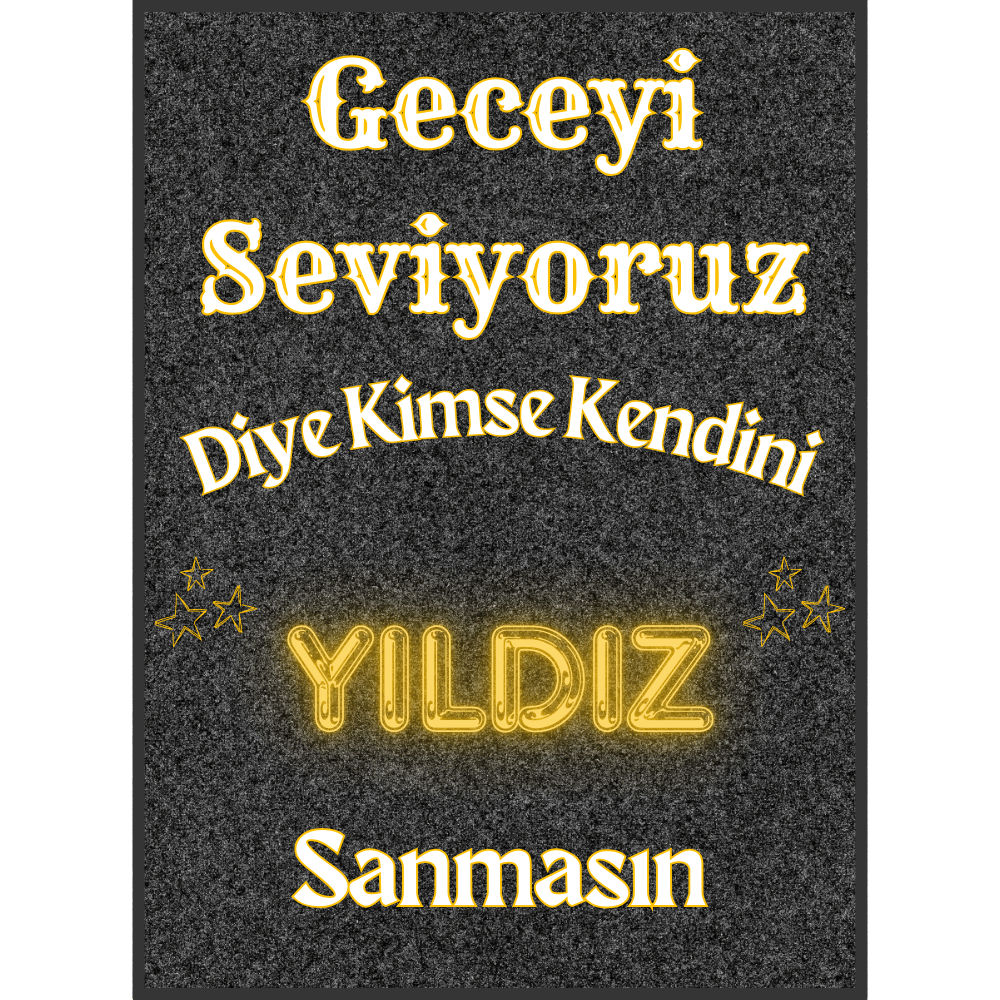 Geceyi Seviyoruz Diye Ahşap Retro Vintage Poster