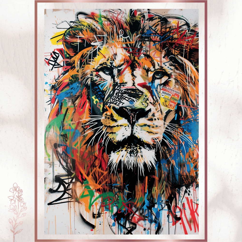 Graffiti Aslan - Renkli Vahşi Sanat Poster